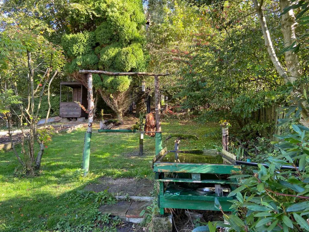 Lee Aarons feeders, perches and reflection-pool